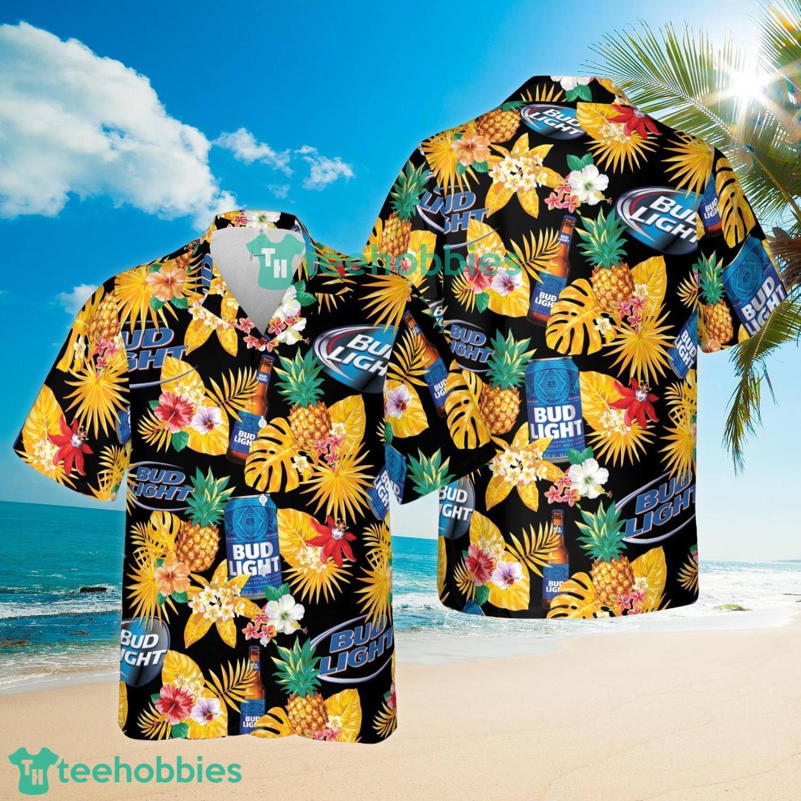Bud Light Pineapple Tropical Aloha Summer Set Yellow Hawaiian Shirt And Shorts Product Photo 1 Bud Light Pineapple Tropical Aloha Summer Set Yellow Hawaiian Shirt And Shorts Product Photo 1
