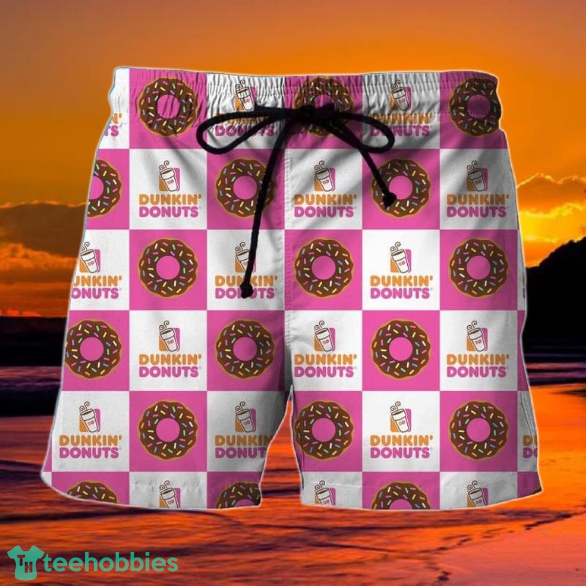 Checkerboard Dunkin Donut Hawaiian Shorts Product Photo 1