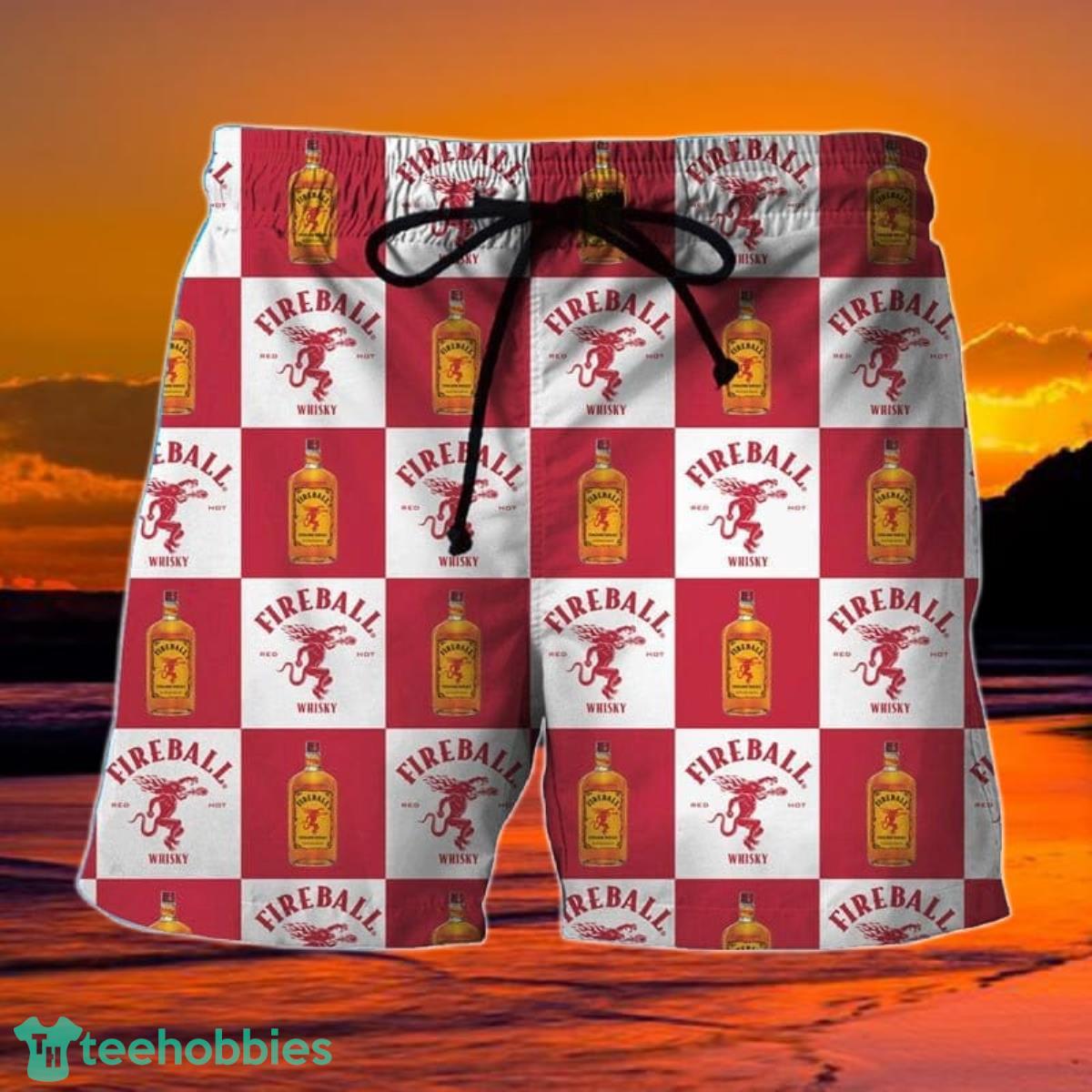 Checkerboard Fireball Whisky Hawaiian Shorts Product Photo 1