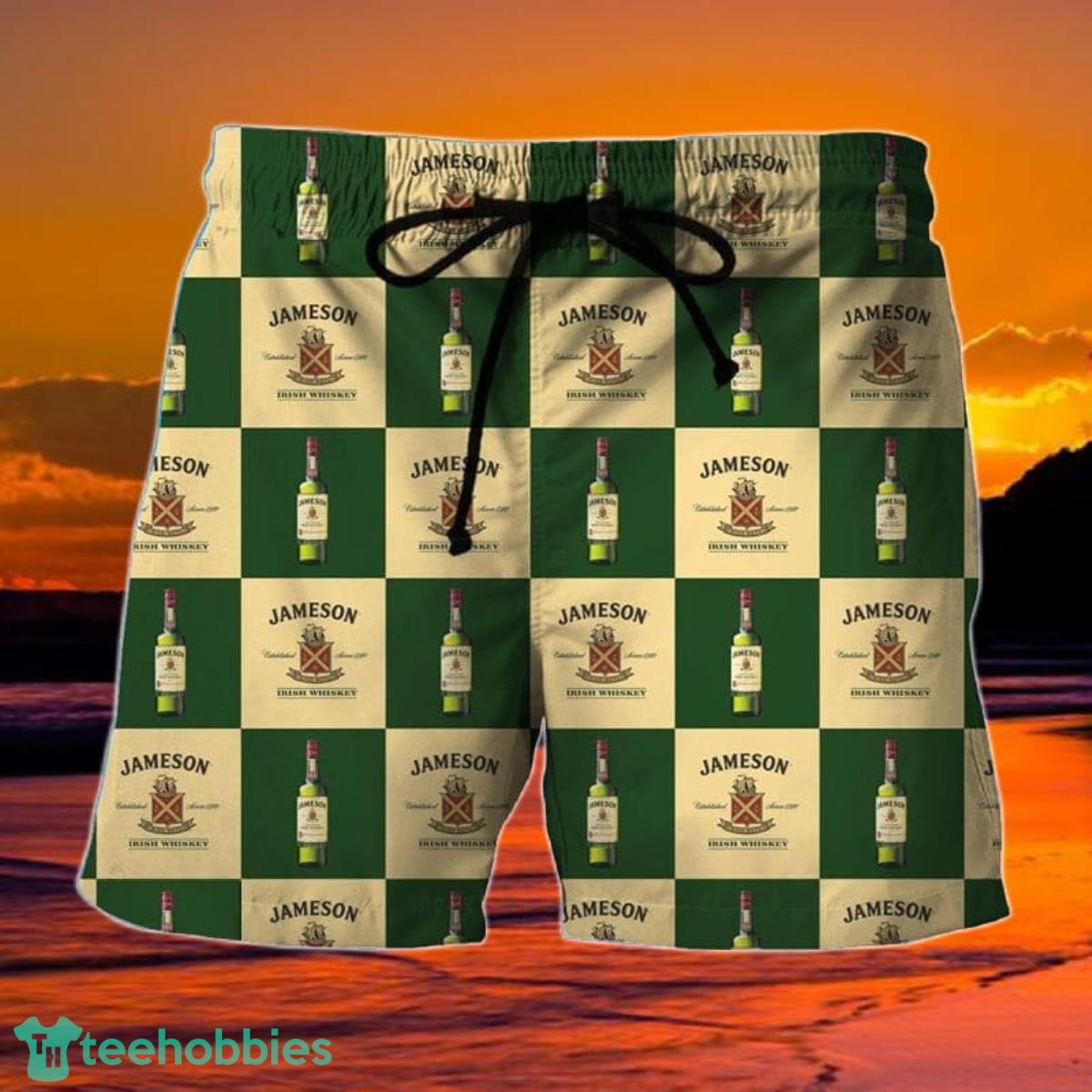 Checkerboard Jameson Whiskey Hawaiian Shorts Product Photo 1