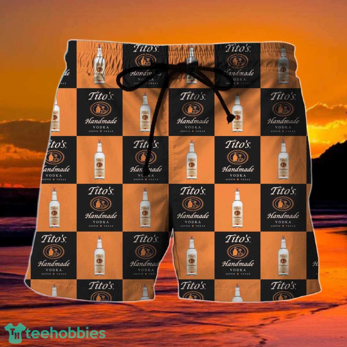 Checkerboard Tito's Vodka Hawaiian Shorts Product Photo 1