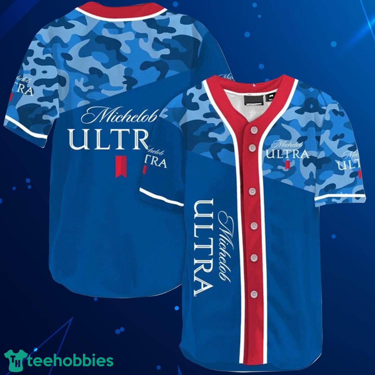 Classic Camouflage Michelob ULTRA Baseball Jersey Shirt Product Photo 1
