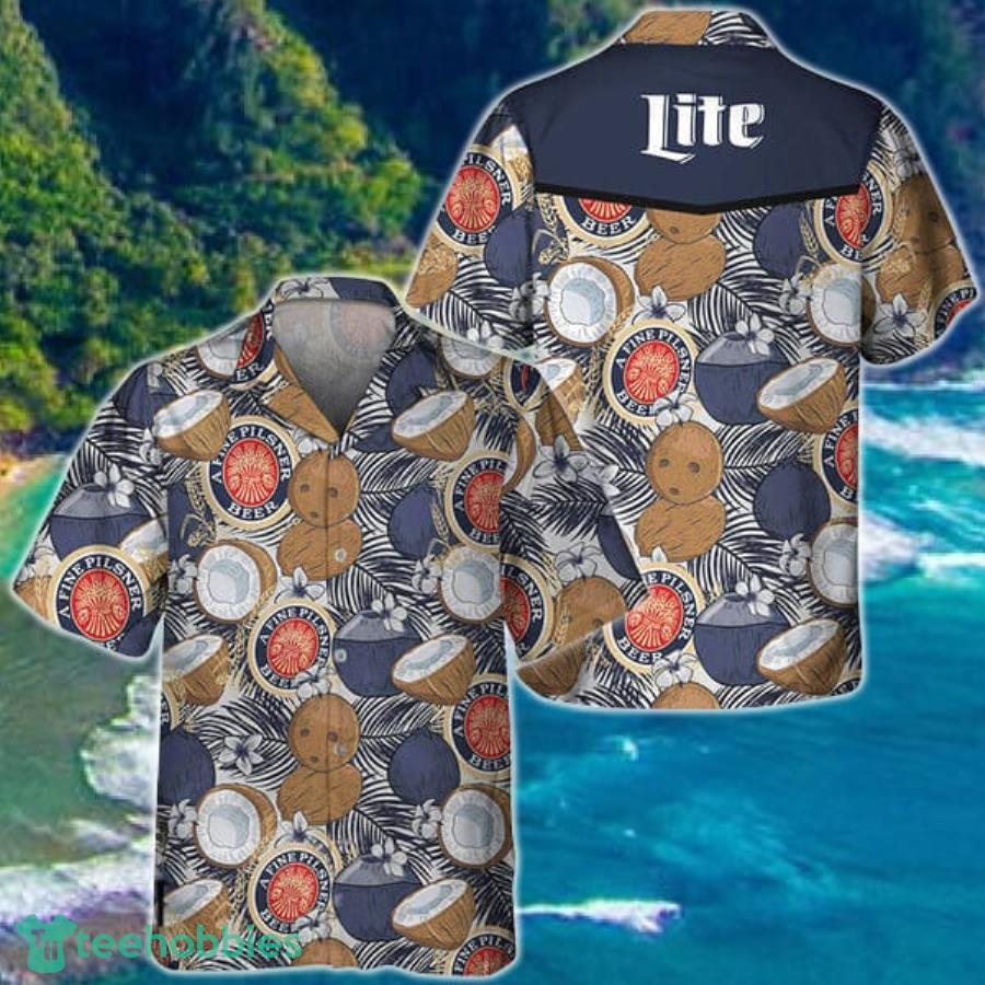Coconuts Tropical Beach Miller Lite Hawaiian Shirt Product Photo 1
