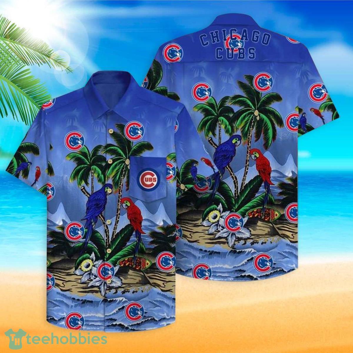 Cubs Hawaiian Shirt Chicago Cubs Parrots Couple Hawaiian Shirt Product Photo 1