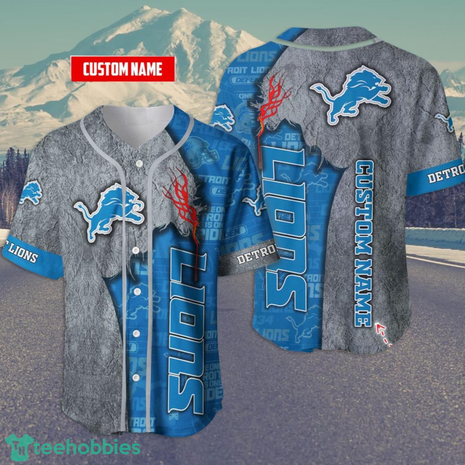 Custom Name Detroit Lions All Over Print Baseball Jersey Shirt