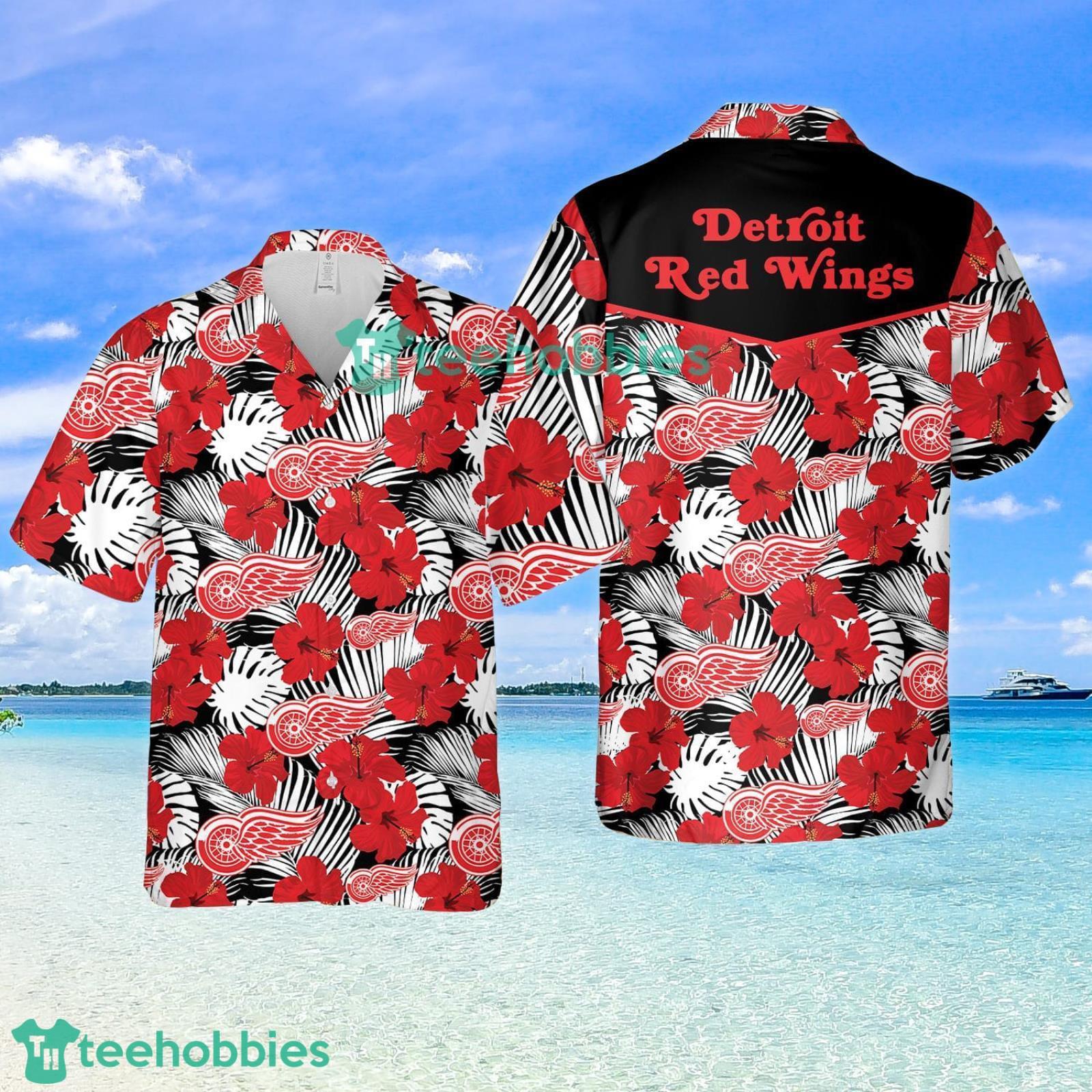 Detroit Red Wings Hibiscus Summer Set Hawaiian Shirt And Shorts image Detroit Red Wings Hibiscus Summer Set Hawaiian Shirt And Shorts Product Photo 2