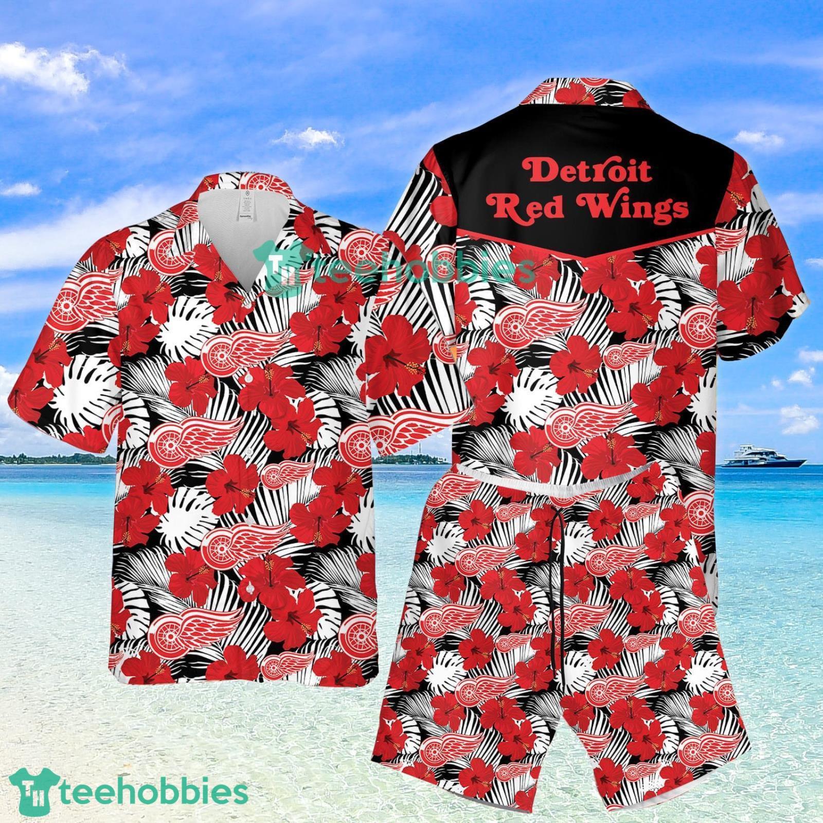 Detroit Red Wings Hibiscus Summer Set Hawaiian Shirt And Shorts Product Photo 1 Detroit Red Wings Hibiscus Summer Set Hawaiian Shirt And Shorts Product Photo 1