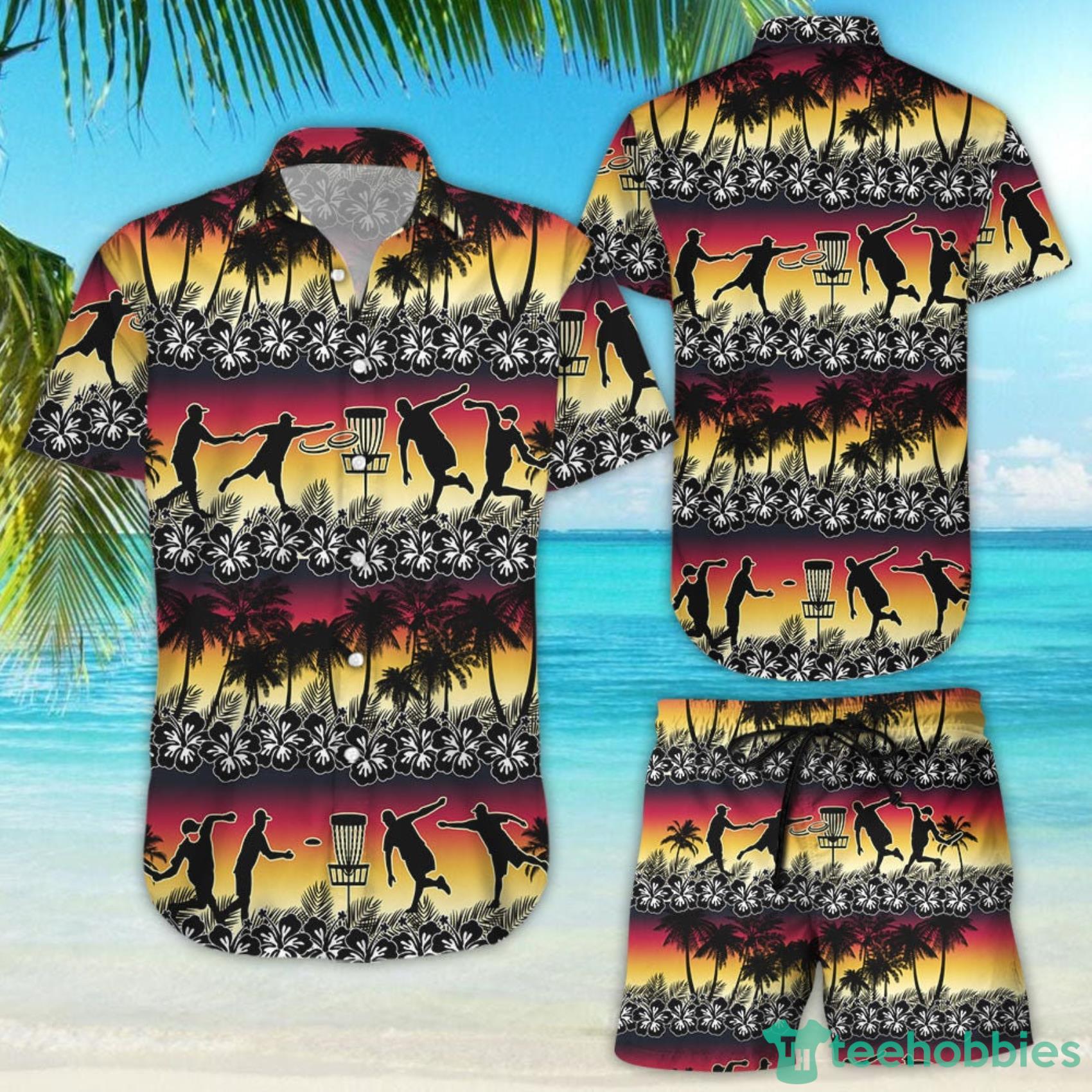 Disc Golf Sunset Coconut Beach Hawaii Shirt And Beach Short Product Photo 1 Disc Golf Sunset Coconut Beach Hawaii Shirt And Beach Short Product Photo 1