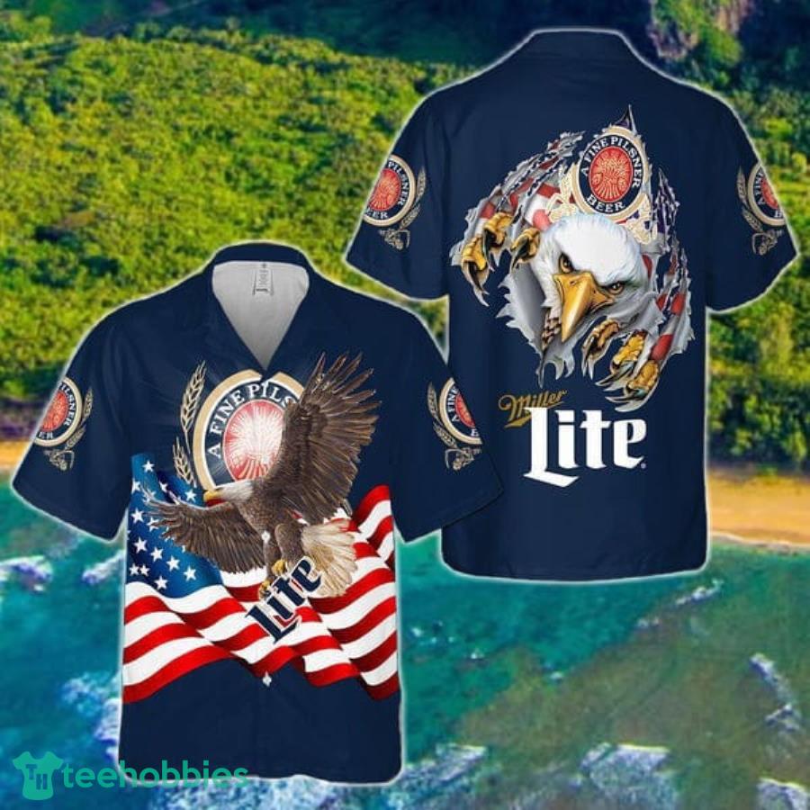 Eagle Patriotics 4th July Miller Lite Hawaii Shirt Product Photo 1