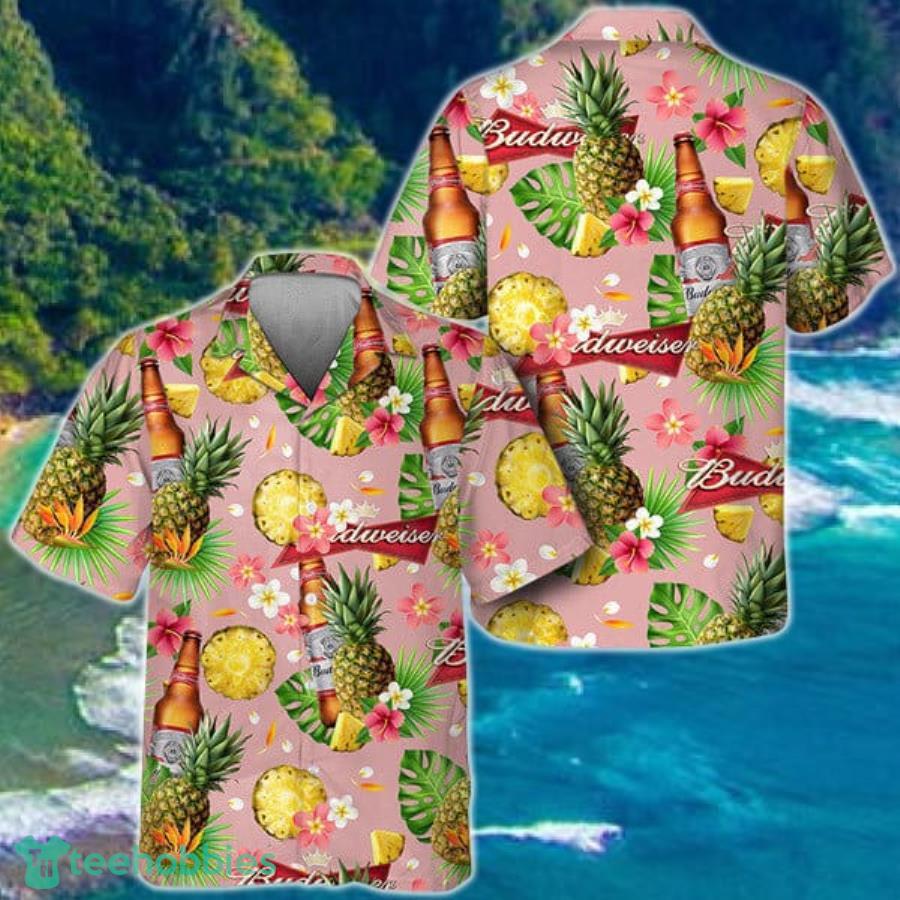 Floral Pineapple Budweiser Beer Hawaiian Shirt For Men And Women Product Photo 1