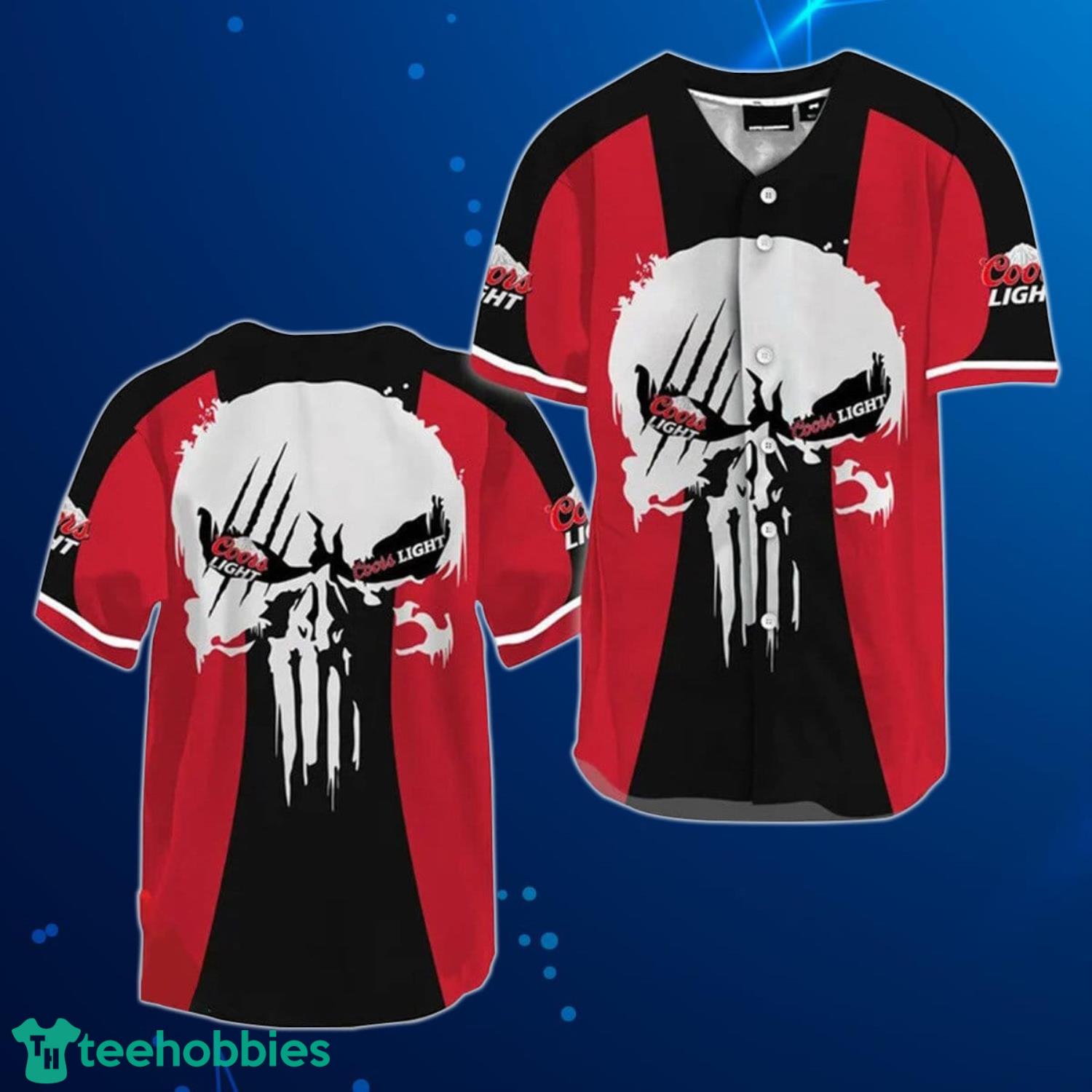 Ghost Head Skull Coors Light Baseball Jersey Shirt Product Photo 1