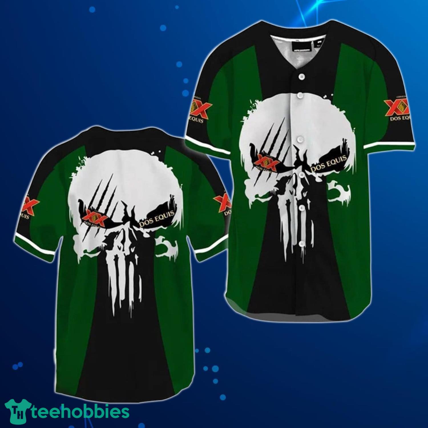 Ghost Head Skull Dos Equis Baseball Jersey Shirt Product Photo 1