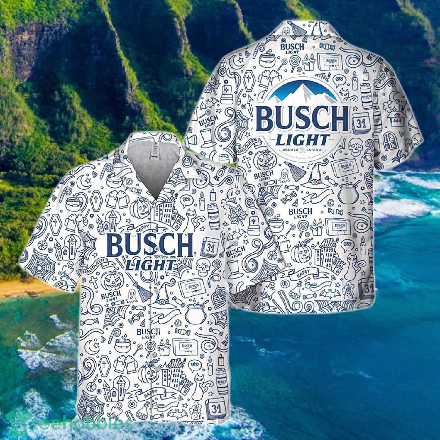 Happy Halloween Doodle Art Busch Light Hawaiian Shirt Gift Ideas 2023 Product Photo 1