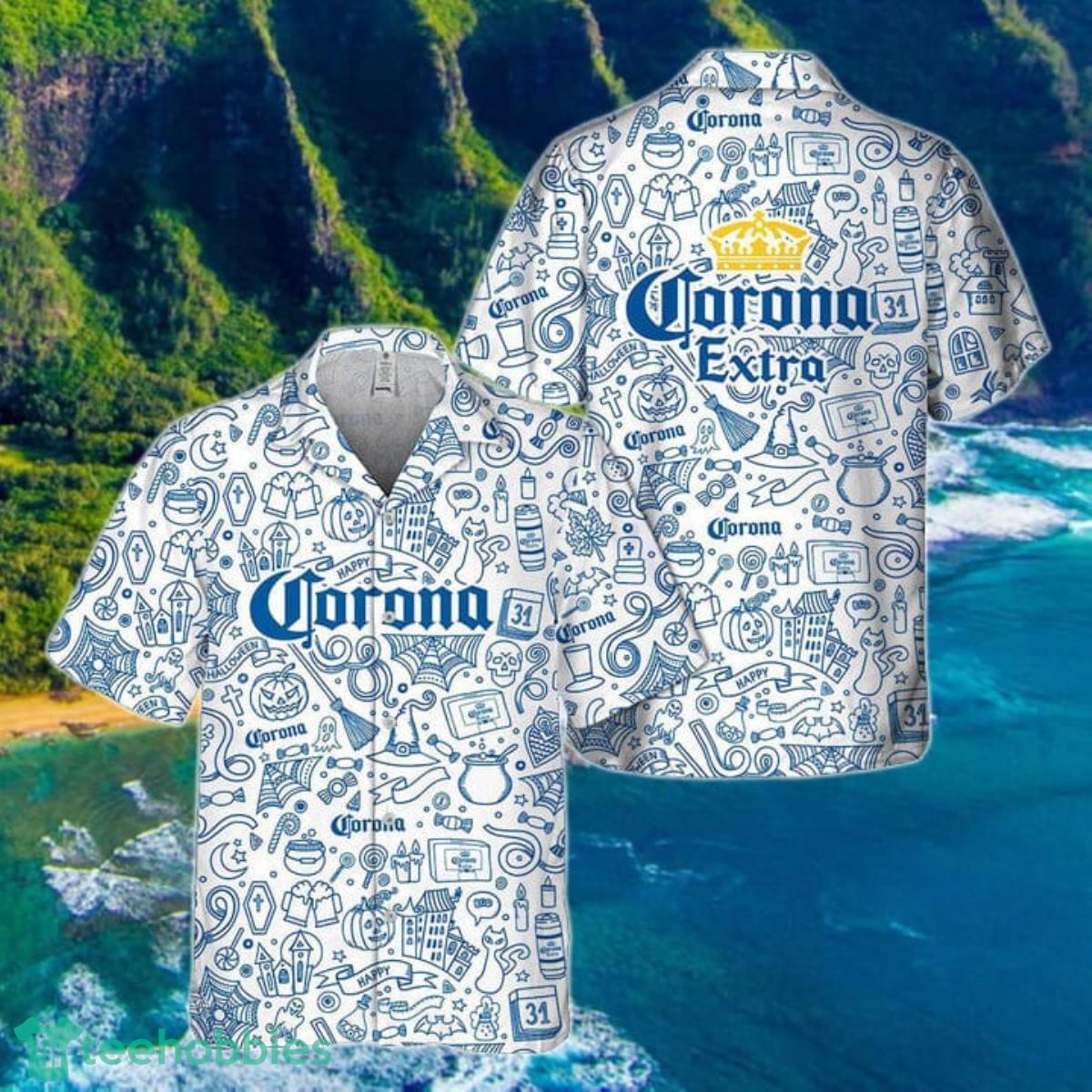 Happy Halloween Doodle Art Corona Extra Hawaiian Shirt Gift Ideas 2023 Product Photo 1