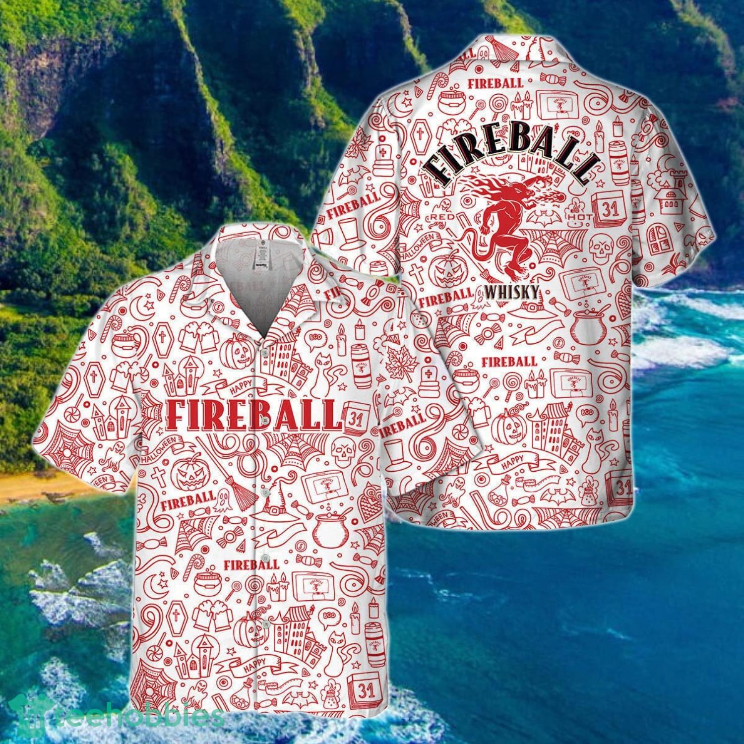 Happy Halloween Doodle Art Fireball Whisky Hawaiian Shirt Gift Ideas 2023 Product Photo 1