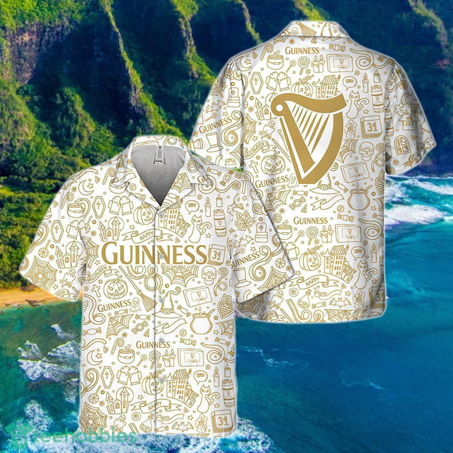 Happy Halloween Doodle Art Guinness Beer Hawaiian Shirt Gift Ideas 2023 Product Photo 1