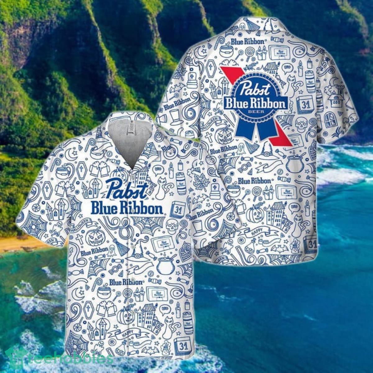 Happy Halloween Doodle Art Pabst Blue Ribbon Hawaiian Shirt Gift Ideas 2023 Product Photo 1