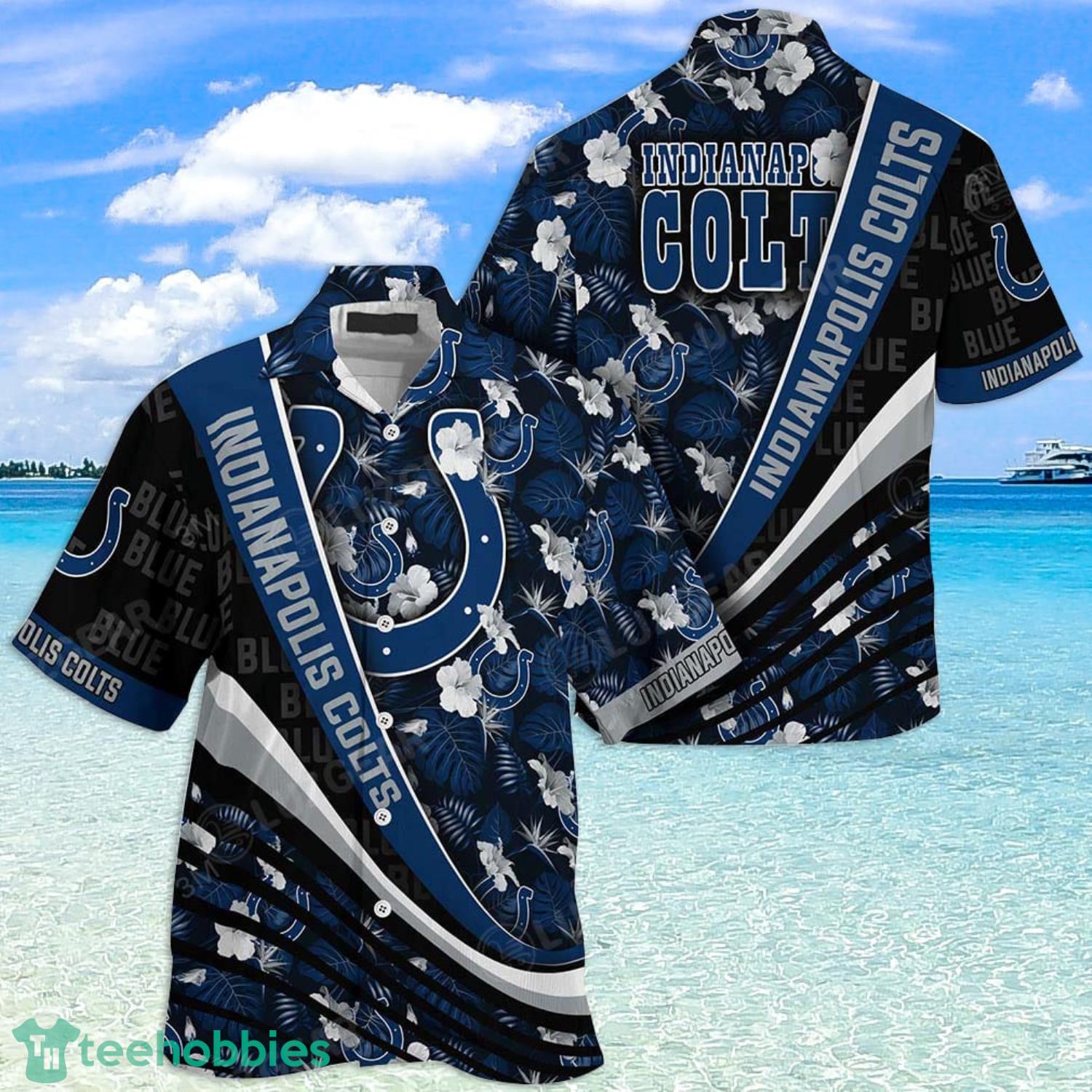Indianapolis Colts NFL Sport Fans Tropical Flower Pattern Hawaiian Shirt Product Photo 1