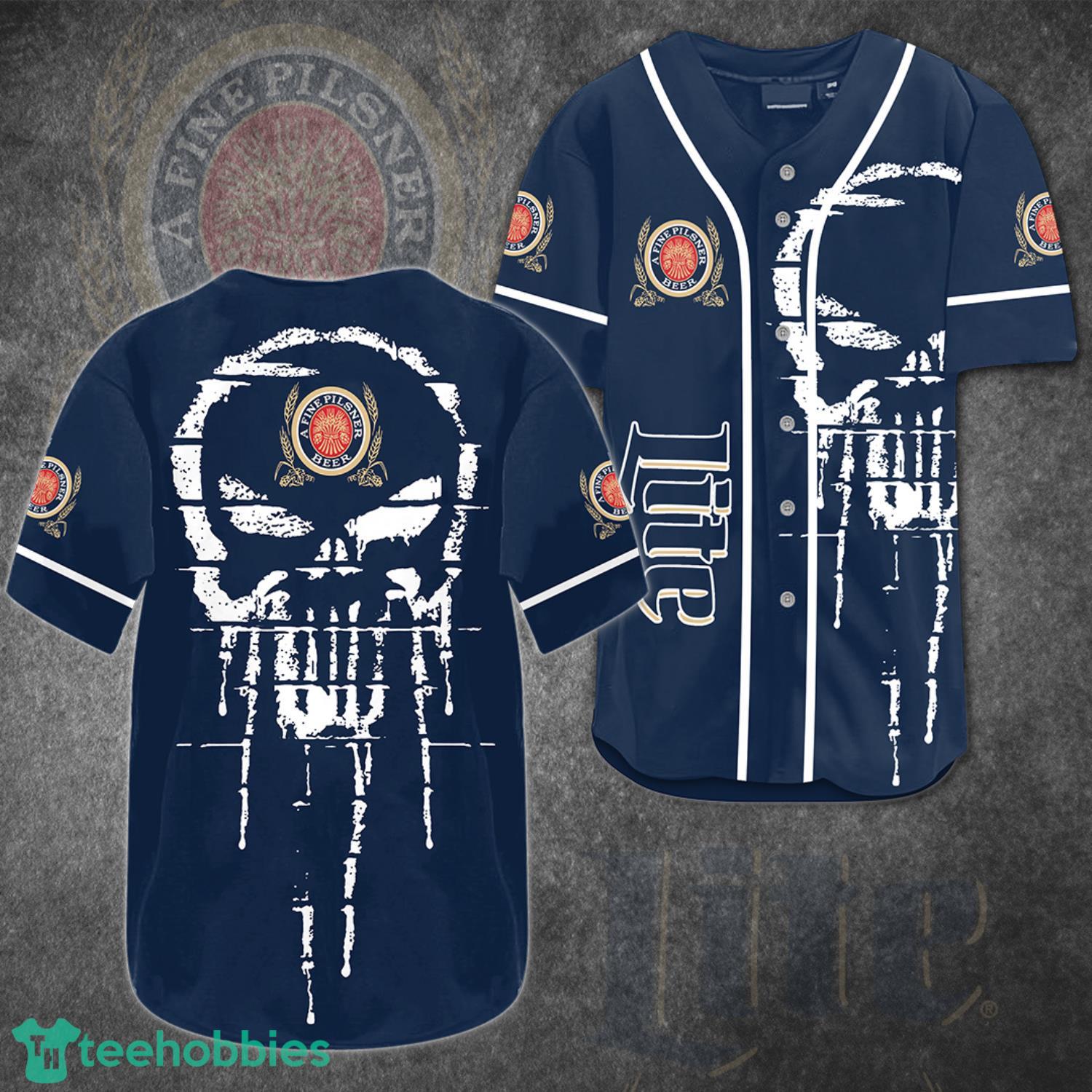 Lite Beer Skull All Over Print Baseball Jersey Shirt Summer Gift