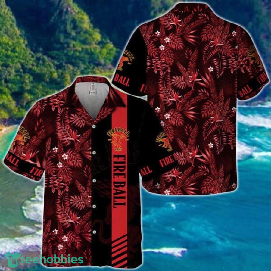 Midnight Tropical Foliage Fireball Whisky Hawaiian Shirt Product Photo 1