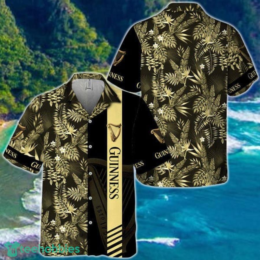 Midnight Tropical Foliage Guinness Hawaiian Shirt Product Photo 1