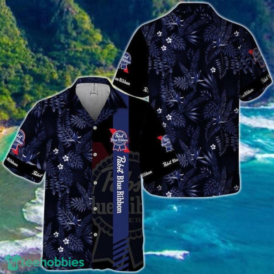 Midnight Tropical Foliage Pabst Blue Ribbon Hawaiian Shirt Product Photo 1
