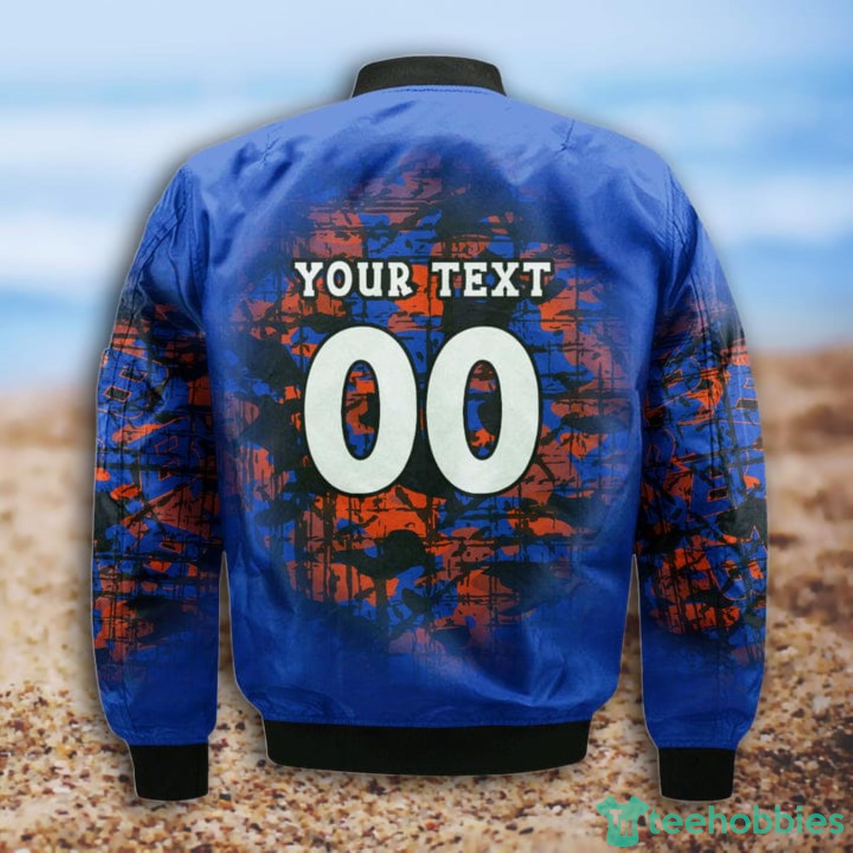 NCAA Boise State Broncos Custom Name And Number Blue Orange Camo Vintage Bomber Jacket Gift For Fans image NCAA Boise State Broncos Custom Name And Number Blue Orange Camo Vintage Bomber Jacket Gift For Fans Product Photo 2