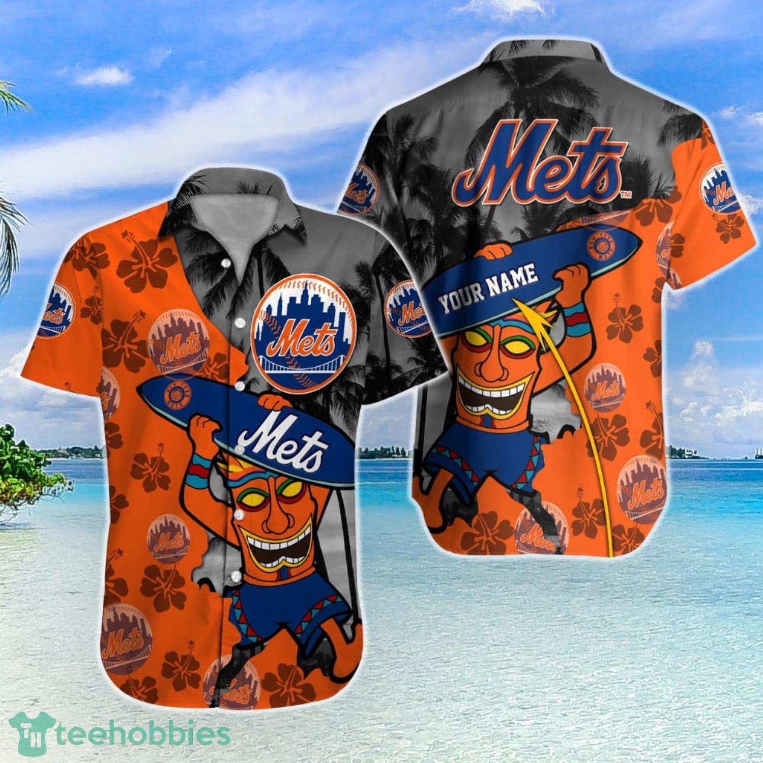 New York Mets Mlb Custom Name Tiki Hawaii Men And Women Hawaiian Shirt