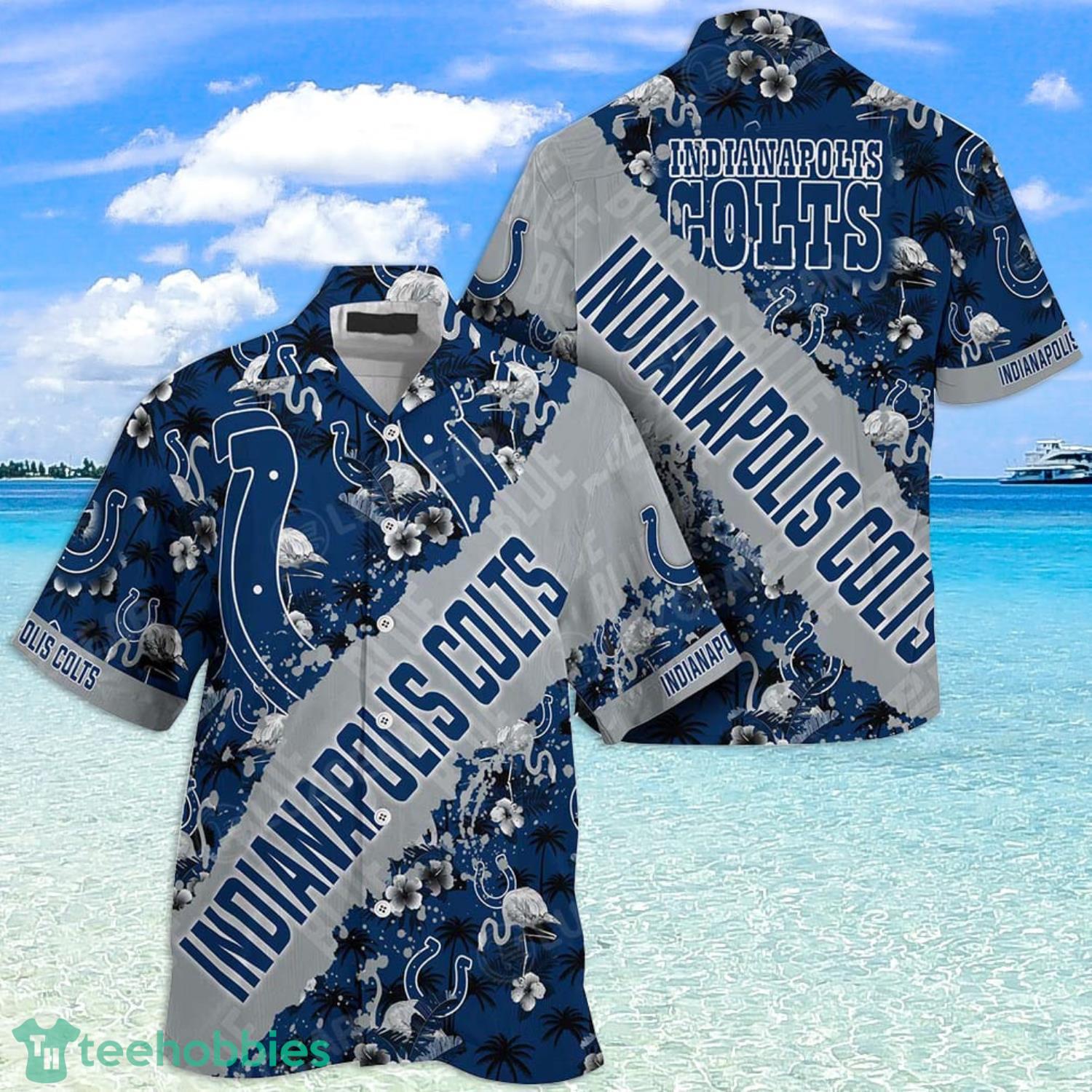 NFL Indianapolis Colts Tropical Pattern Flamingo Hawaiian Shirt Summer Gift For Fans Product Photo 1