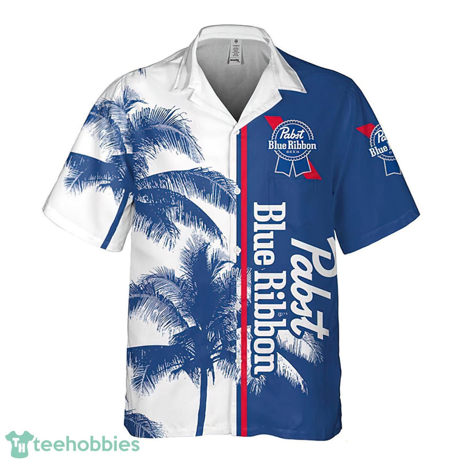 Pabst Blue Ribbon Tropical Coconut Trees Hawaiian Shirt Product Photo 2