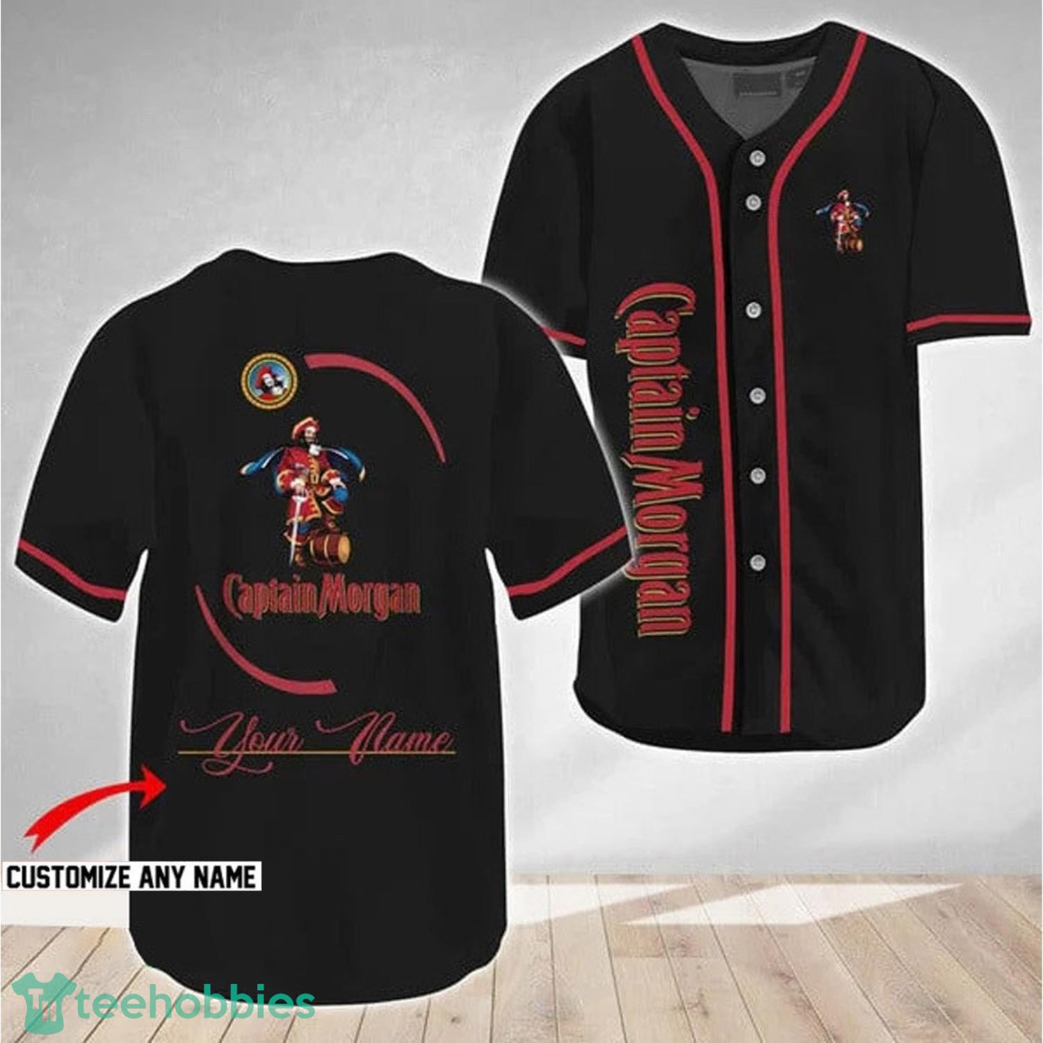Personalized Black Captain Morgan Baseball Jersey Shirt Product Photo 1