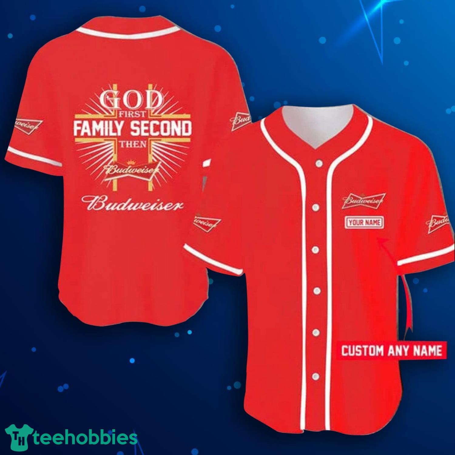 Personalized Easter Sunday Budweiser Baseball Jersey Shirt Product Photo 1