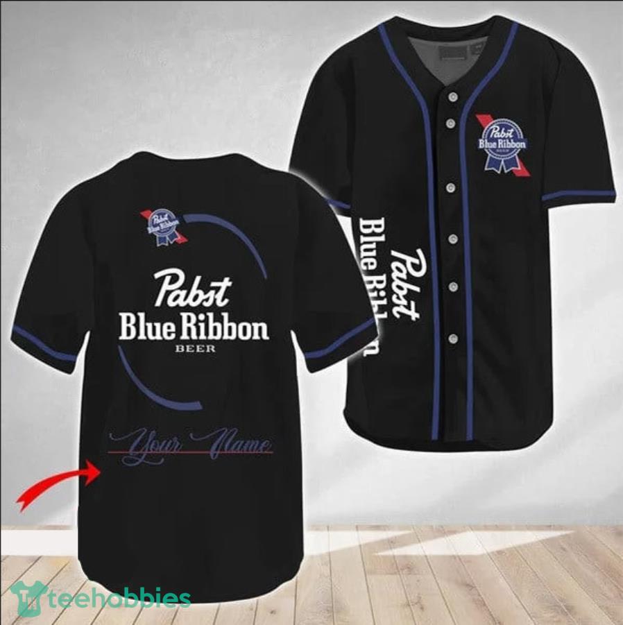 Personalized Pabst Blue Ribbon Baseball Jersey Shirt Product Photo 1