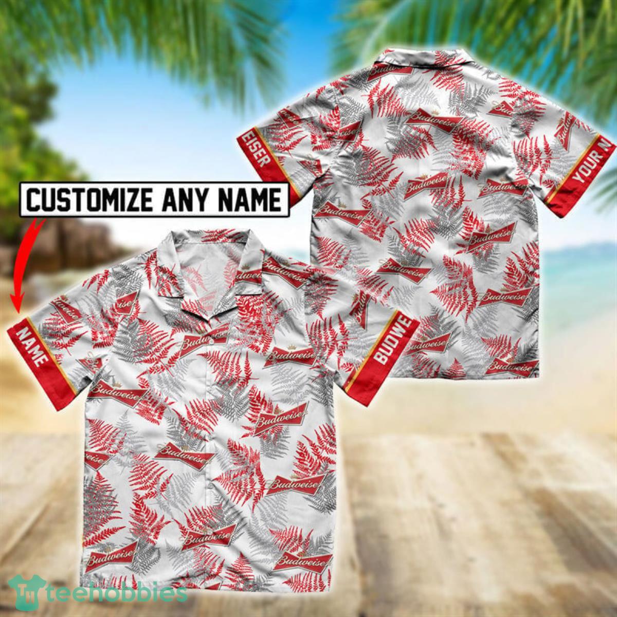 Personalized Tropical Budweiser Hawaiian Shirt Product Photo 1