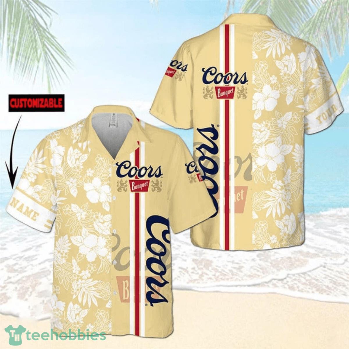 Personalized Tropical Flowers Coors Banquet Hawaiian Shirt Product Photo 1