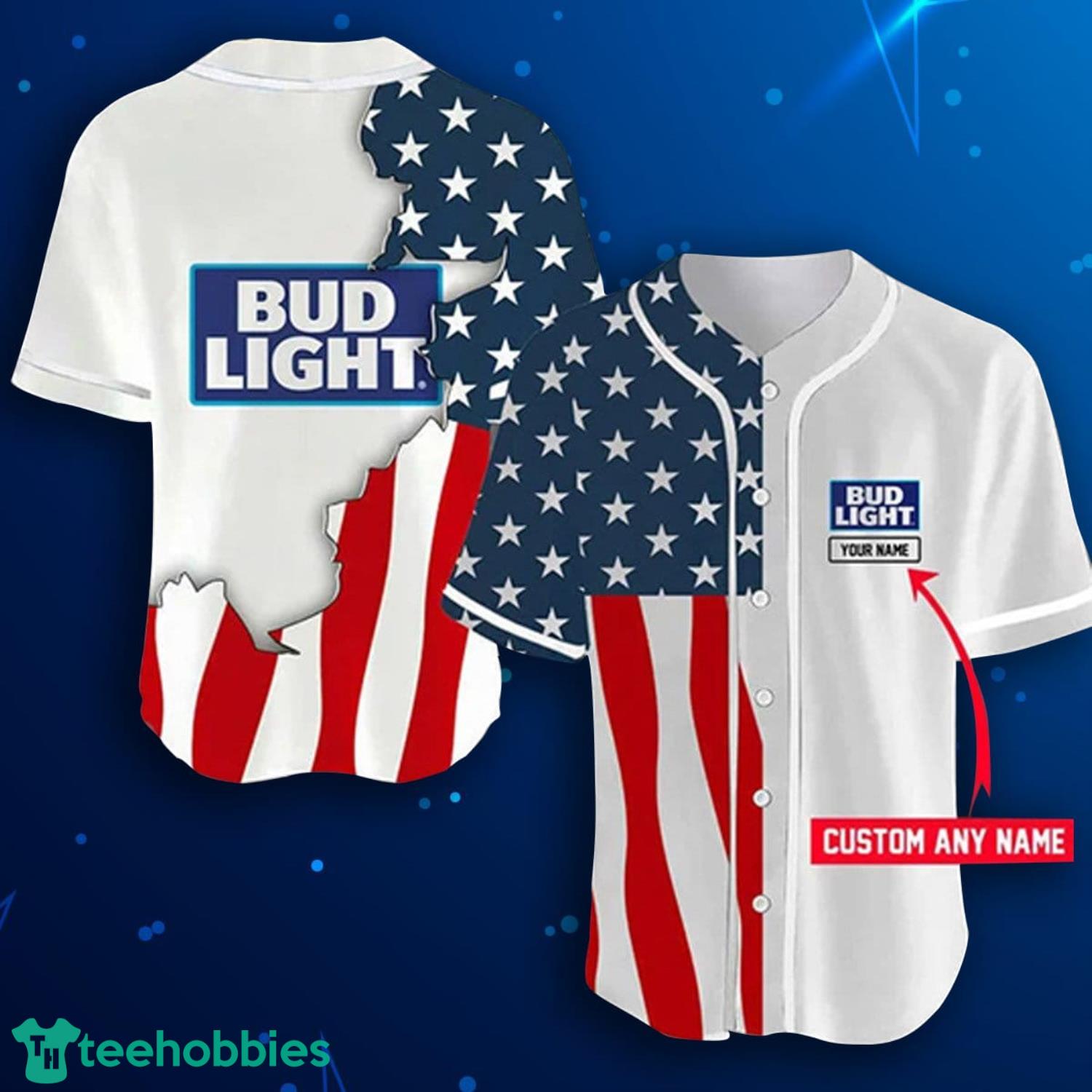 Personalized US Flag Bud Light Baseball Jersey Shirt Product Photo 1