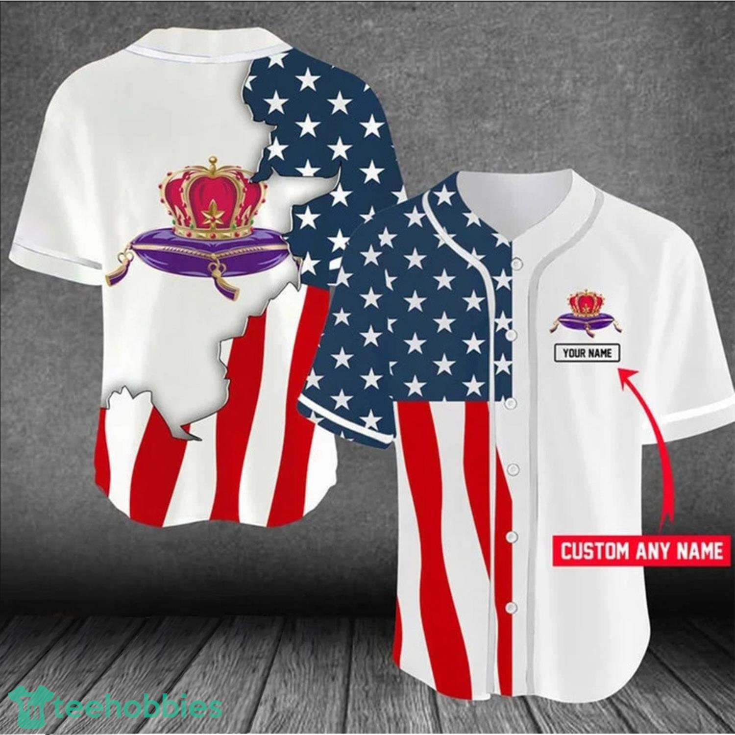 Personalized US Flag Crown Royal Baseball Jersey Shirt Product Photo 1