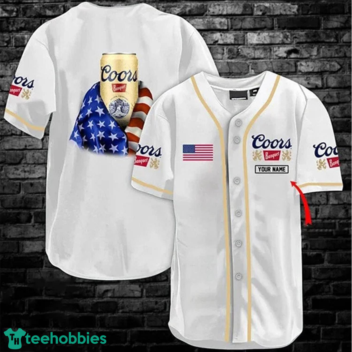 Personalized Vintage USA Flag Coors Banquet Jersey Shirt Product Photo 1