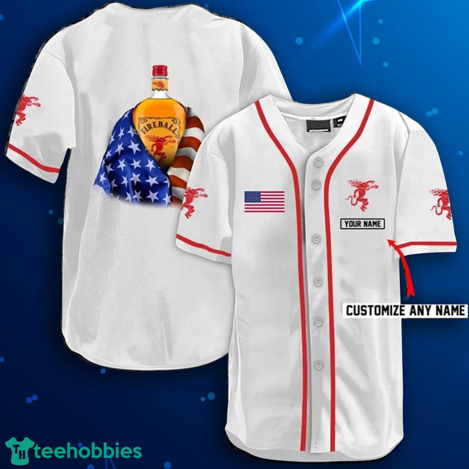 Personalized Vintage USA Flag Fireball Whisky Jersey Shirt Product Photo 1