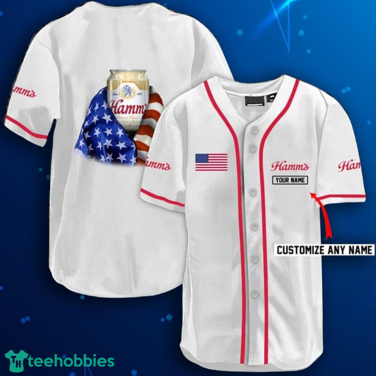 Personalized Vintage USA Flag Hamm's Beer Jersey Shirt Product Photo 1