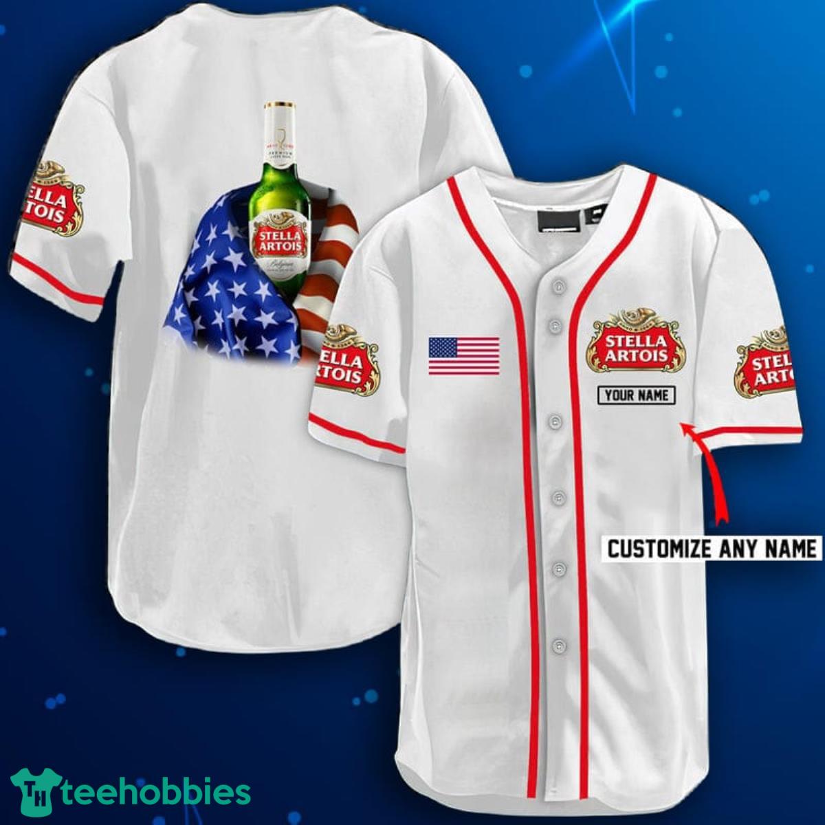 Personalized Vintage White USA Flag Stella Artois Jersey Shirt Product Photo 1