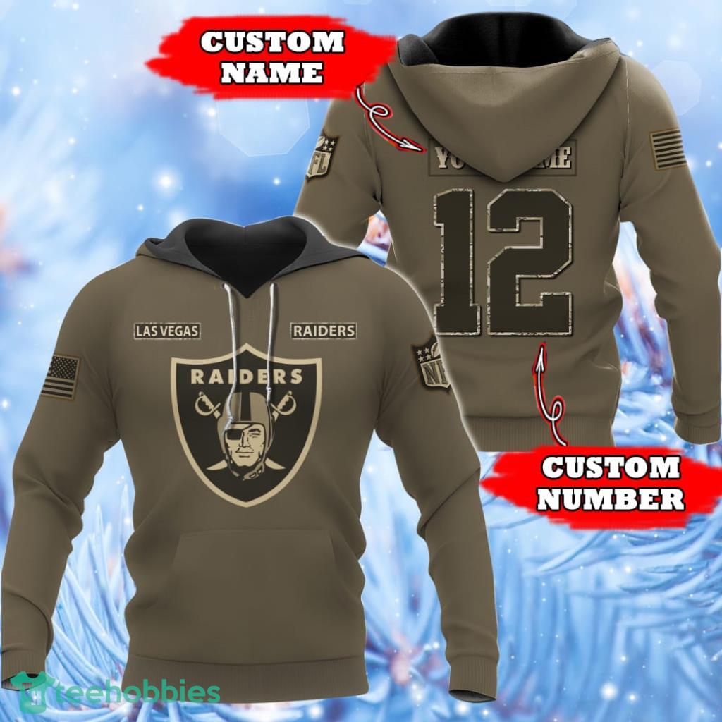 Personalized Your Name And Custom Number NFL Las Vegas Raiders Hoodie 3D Gifts For Veterans Day - Personalized Your Name And Custom Number NFL Las Vegas Raiders Hoodie 3D Gifts For Veterans Day