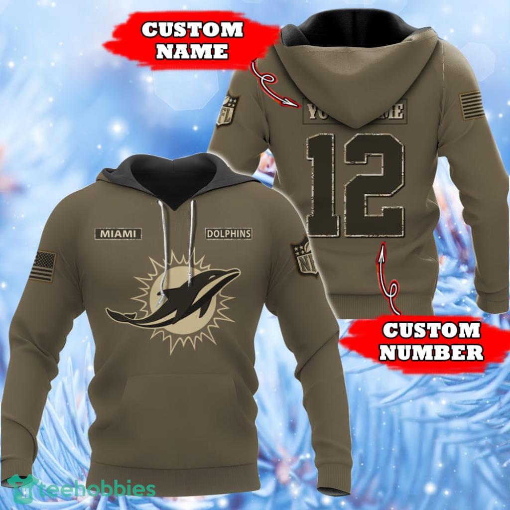 Personalized Your Name And Custom Number NFL Miami Dolphins Hoodie 3D Gifts For Veterans Day - Personalized Your Name And Custom Number NFL Miami Dolphins Hoodie 3D Gifts For Veterans Day