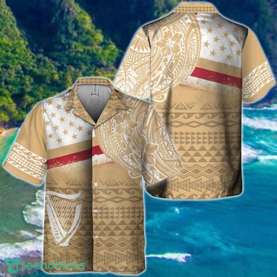 Polynesian Beige Guinness Beer Hawaiian Shirt Product Photo 1