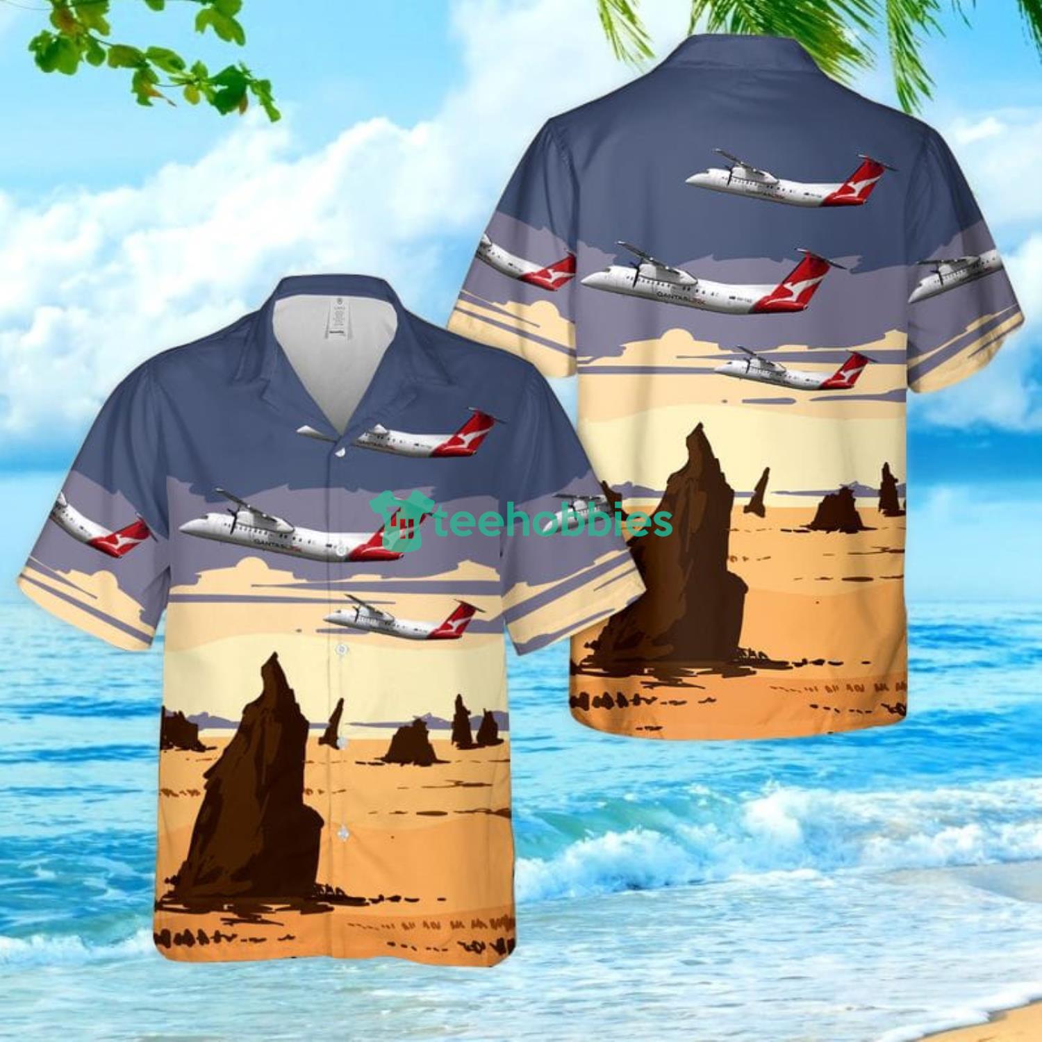 QantasLink (Eastern Australia Airlines) Bombardier Dash 8-Q315 Summer Gift Hawaiian Shirt Product Photo 1 QantasLink (Eastern Australia Airlines) Bombardier Dash 8-Q315 Summer Gift Hawaiian Shirt Product Photo 1