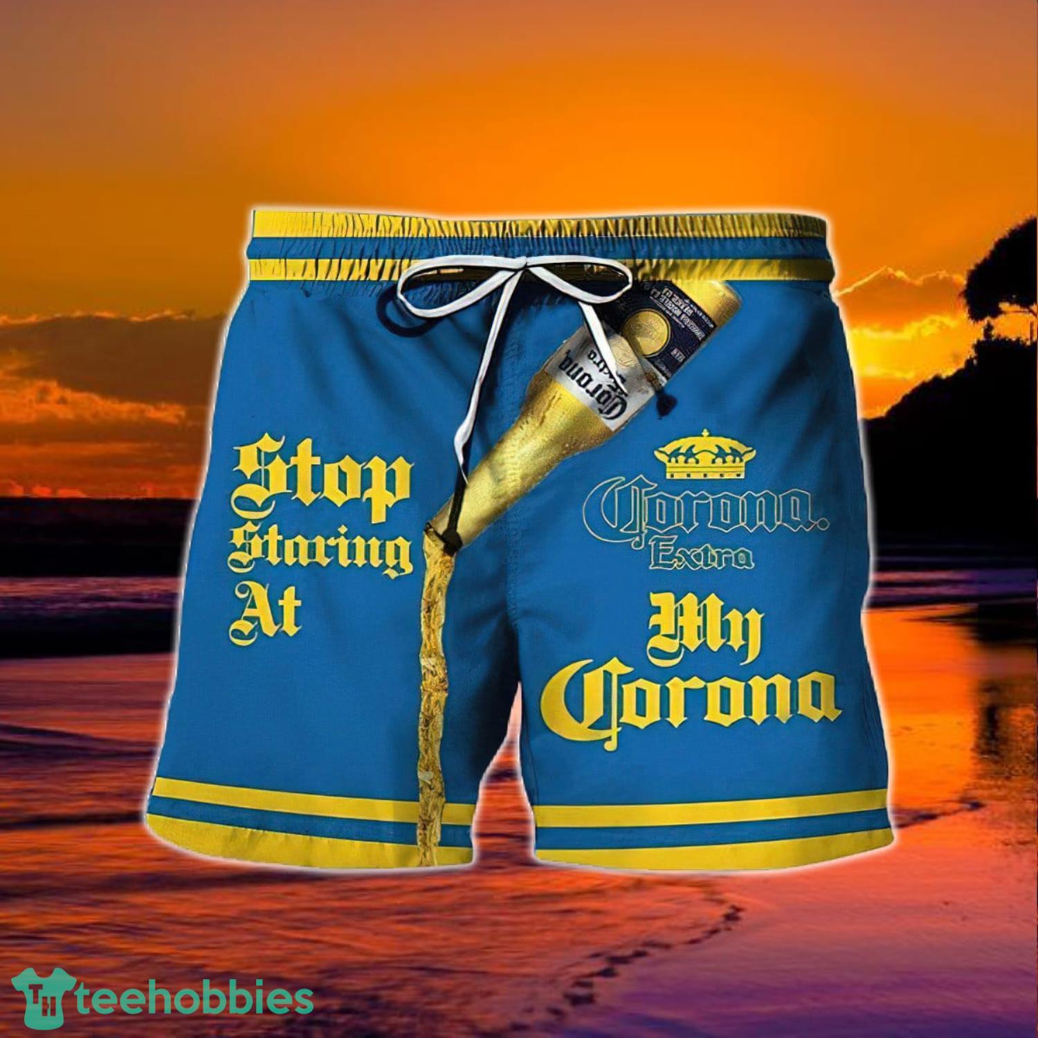 Stop Staring At My Corona Extra Beer Hawaii Shorts Product Photo 1