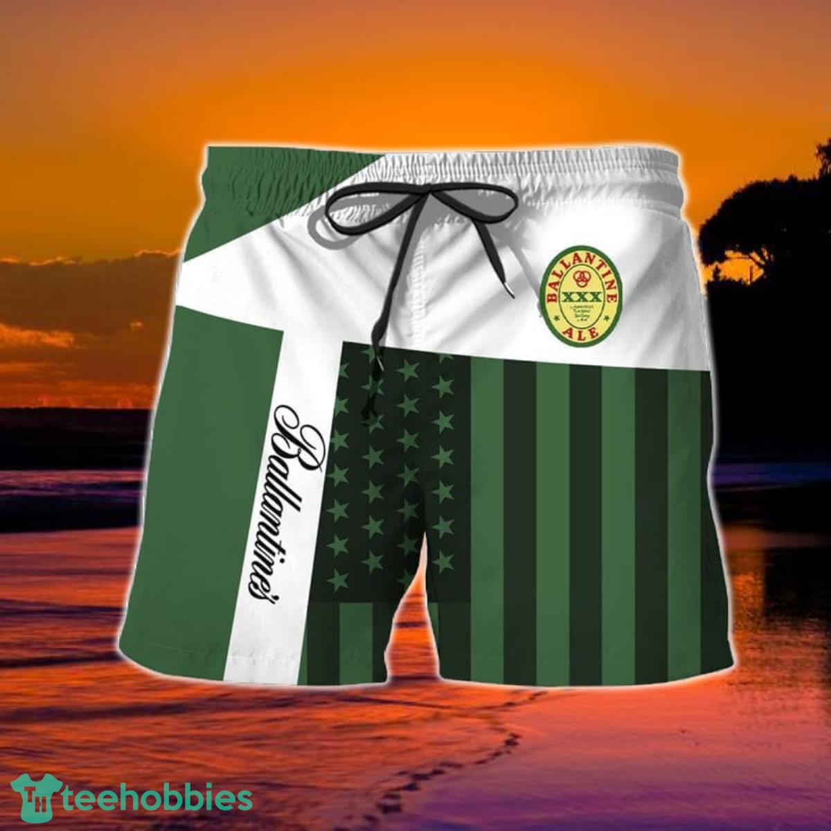 Summer American Flag Patch Ballantine Hawaiian Shorts Product Photo 2