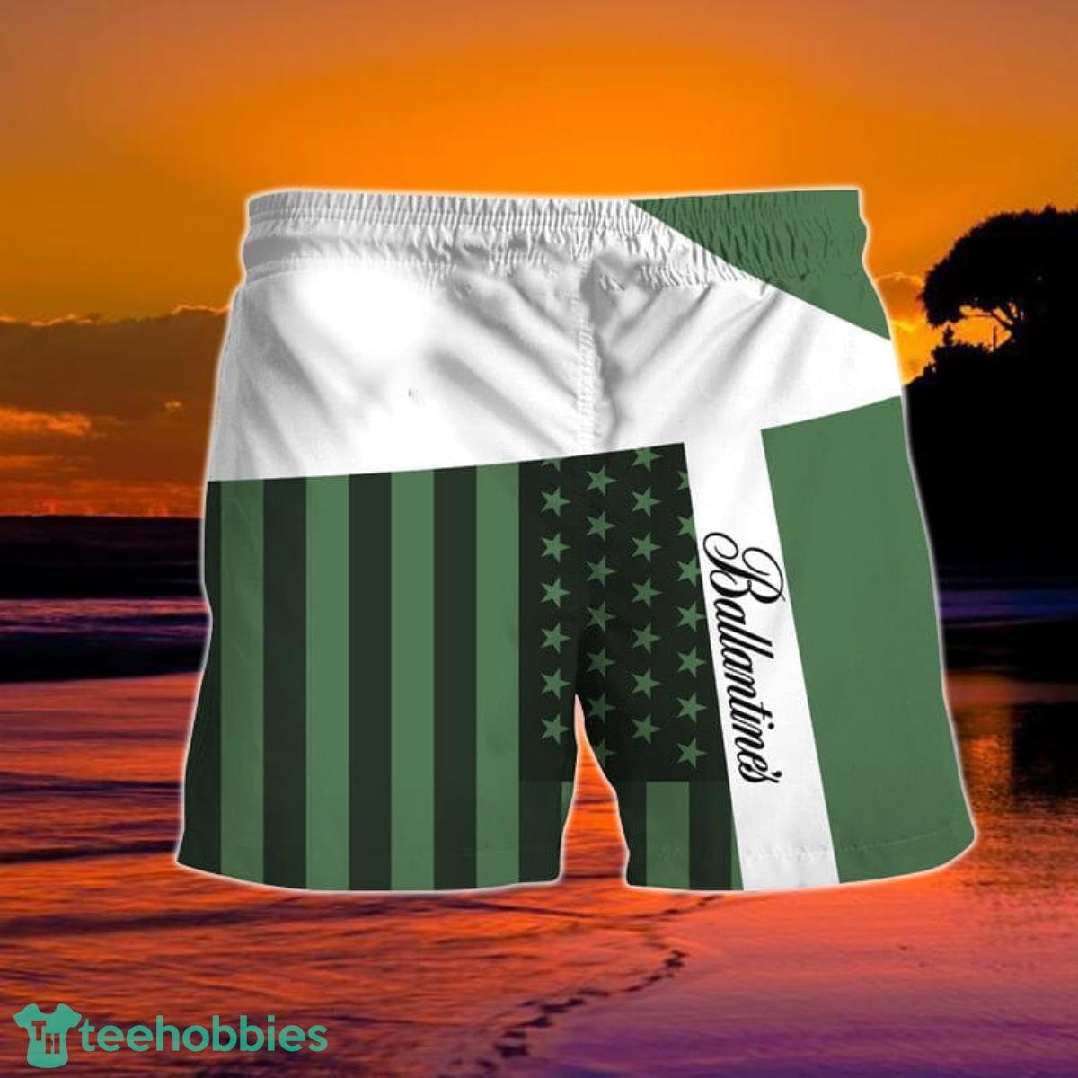 Summer American Flag Patch Ballantine Hawaiian Shorts Product Photo 1