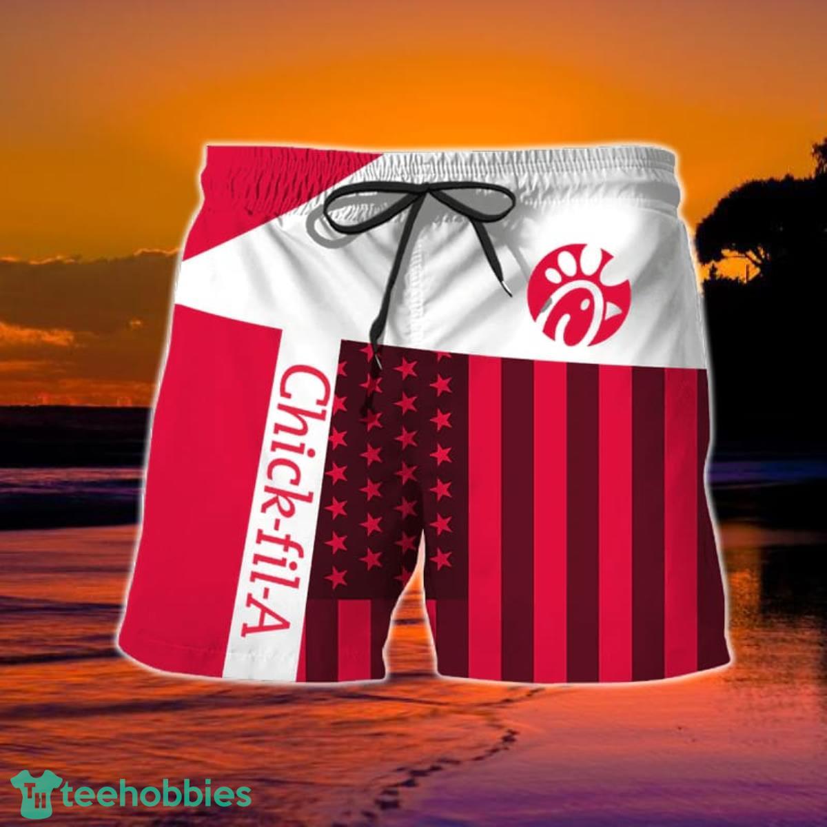 Summer American Flag Patch Chick-fil-A Hawaiian Shorts Product Photo 1