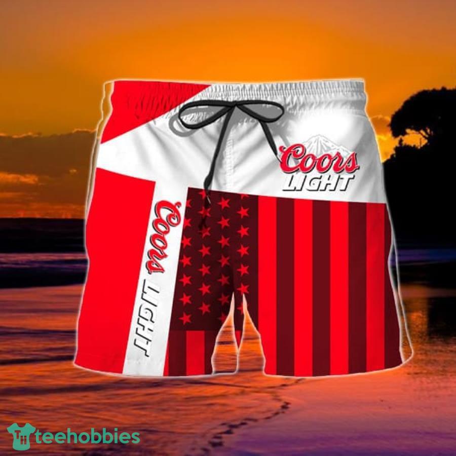 Summer American Flag Patch Coors Light Hawaiian Shorts Product Photo 2